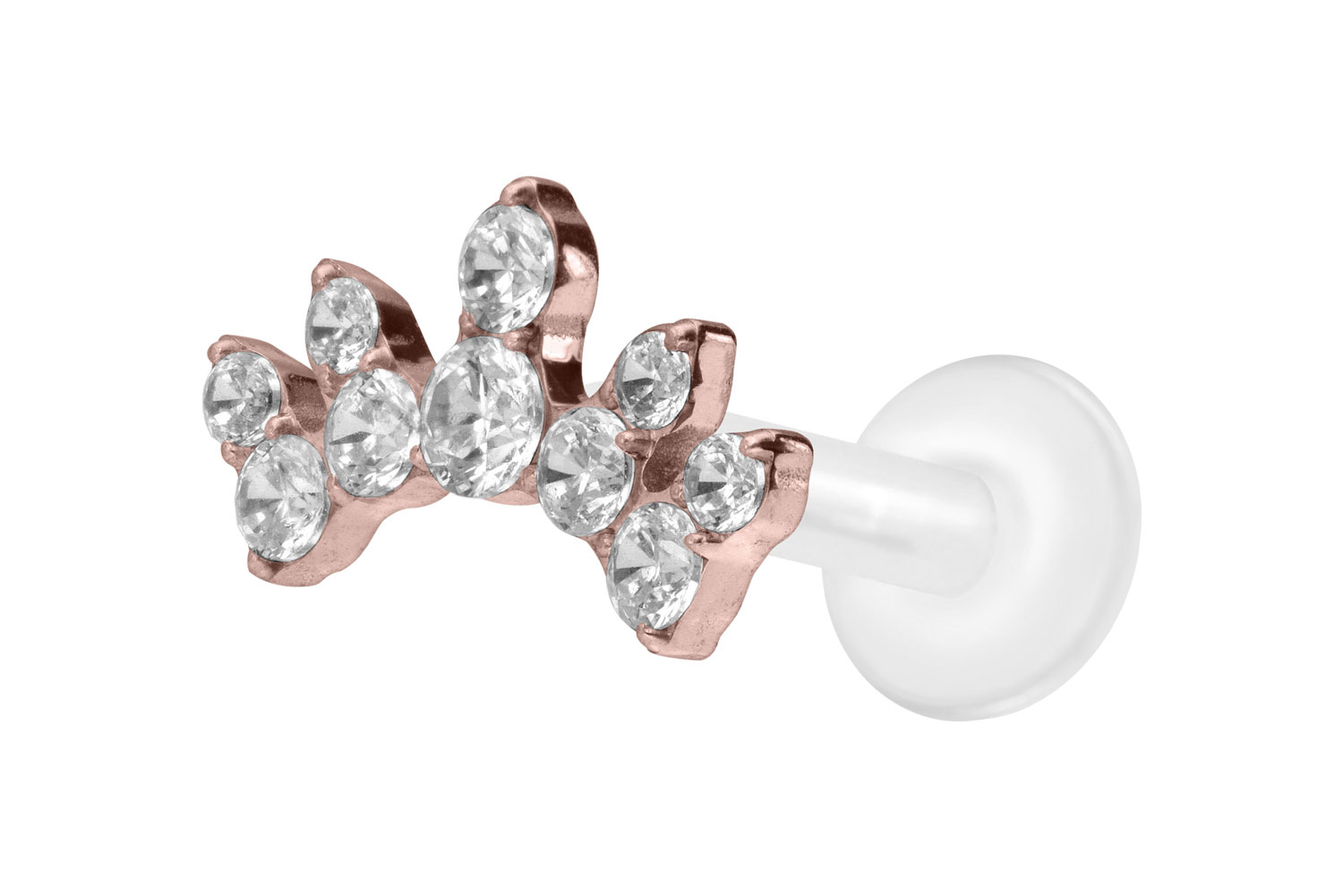 PTFE Labret Piercing mit Innengewinde + Titan-Aufsatz KRISTALLBOGEN